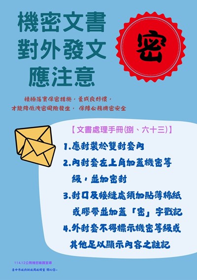 機密文書對外發文應注意